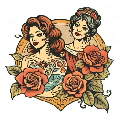 mother daughter tattoo design idea