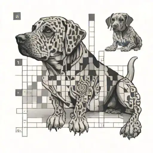 a crossword puzzle with something related with a dog and something related with 2 brothers tattoo design idea