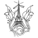calla lily with, eiffel tower tattoo design idea