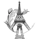 calla lily with, eiffel tower tattoo design idea