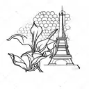 calla lily with, eiffel tower tattoo design idea