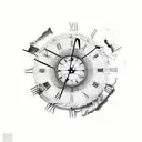 broken old clock  tattoo design idea