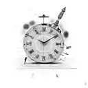 broken old clock  tattoo design idea