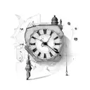 broken old clock  tattoo design idea