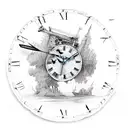 broken old clock  tattoo design idea