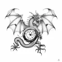 dragon with clock  tattoo design idea