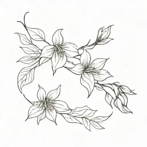 fuchsia flower fine line tattoo design idea