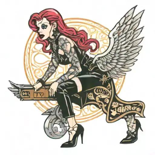 dominatrix with strapon tattoo design idea