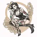 dominatrix with strapon tattoo design idea