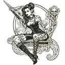 dominatrix with strapon tattoo design idea