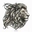 An abstract representation of the AYRA & VEDH logo combined with a lion head, reflecting the client's passion for both music and LEO zodiac sign tattoo design idea
