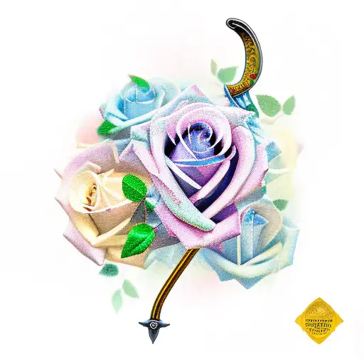Sword roses tattoo design idea
