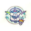 spooky cute ghosts tattoo design idea