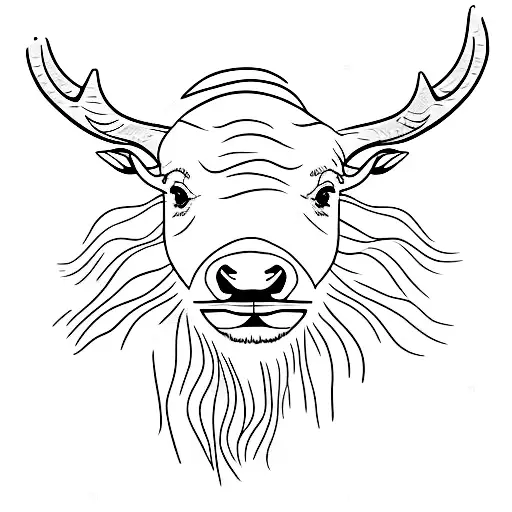 A minimalist tattoo of a buffalo grazing in a Canadian ranch tattoo design idea
