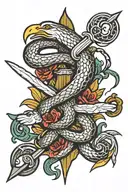 dagger snake and dove tattoo design idea