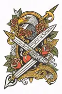 dagger snake and dove tattoo design idea