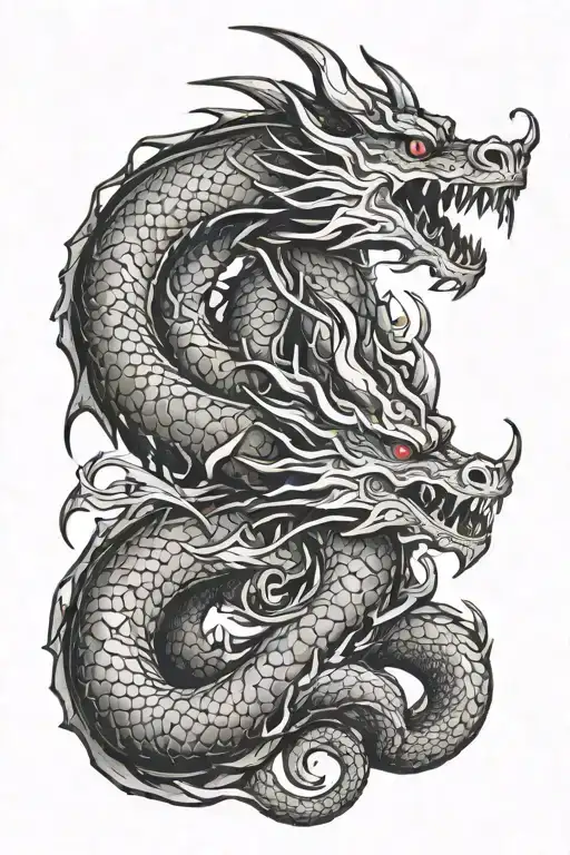 Dragon curled tattoo design idea