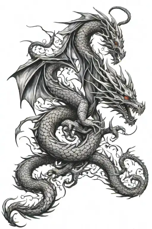 Dragon backpiece fantasy abtract tattoo design idea