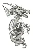 Dragon with rib cage tattoo design idea