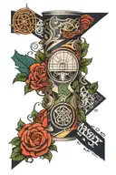 patchwork forearm sleeve with navy related; basketball; celtics logo; a womans eyes; a bowl of ramen; me and dad hiking; tattoo design idea