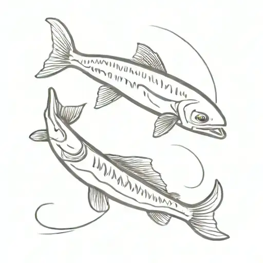 pike fish swimming tattoo design idea