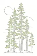 three Douglas fir trees stand next to each other.  tattoo design idea