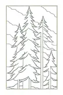 three Douglas fir trees stand next to each other.  tattoo design idea
