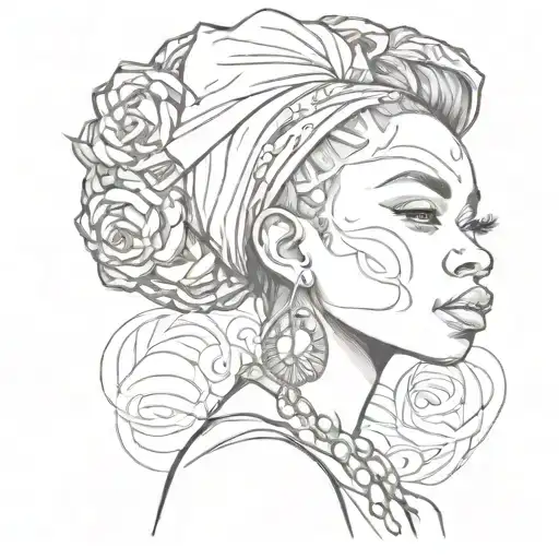 an african-american woman tattoo design idea