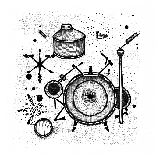 travel drums heart  tattoo design idea