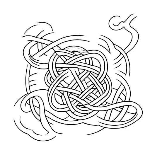 witches knot above yggdrasil with Viking runes tattoo design idea