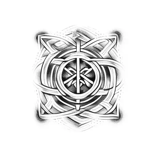 the witches knot with viking runes and symbols on forearm tattoo design idea