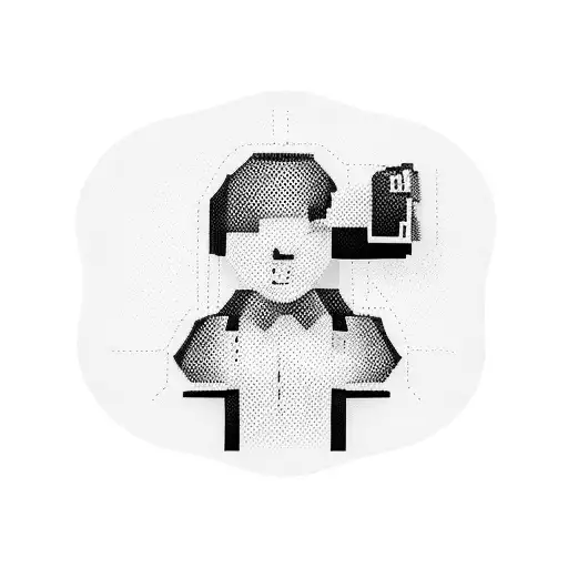 minimalistic low poly it worker outlined tattoo design idea