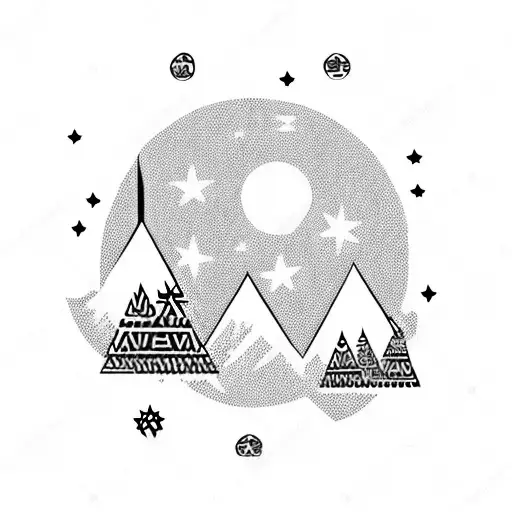 rolling a joint in mountains at night under moonlight  tattoo design idea