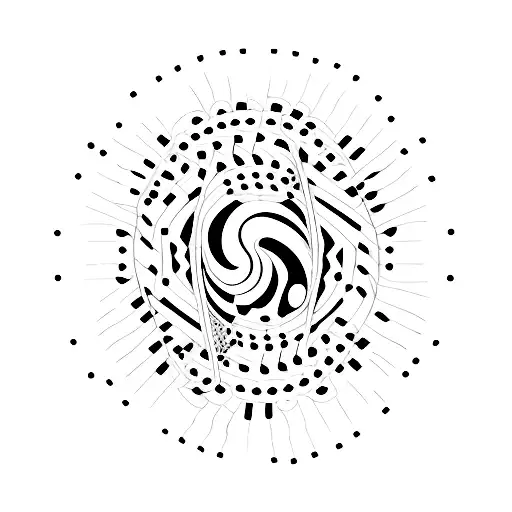 A minimalist tattoo of a music equalizer with intricate patterns and lines tattoo design idea