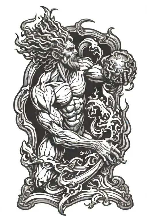 Prometheus holding fire tattoo design idea