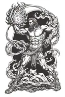Prometheus holding fire tattoo design idea