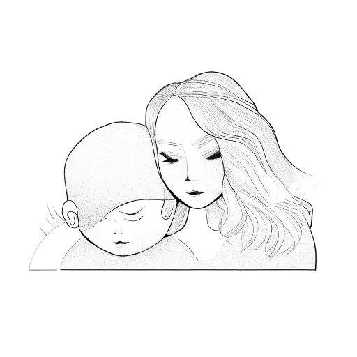 a woman and a child tattoo design idea