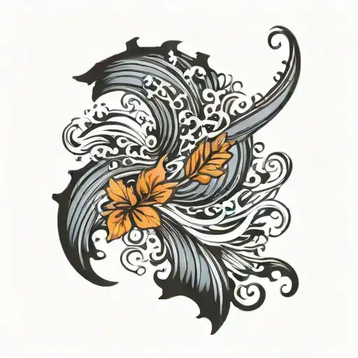 ripple or wave with leave a mark written tattoo design idea