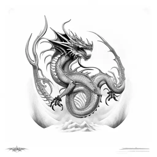 Mechanical dragon inspired by heavy metal album art tattoo design idea