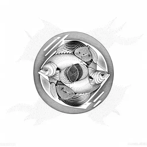 Two fishes yin and yang in a fishbowl tattoo design idea