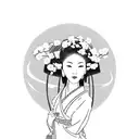 Incorporate your passion for walking and oriental Japanese style by creating a tattoo of a serene geisha gracefully walking on a traditional Japanese bridge, surrounded by delicate cherry blossom petals. tattoo design idea