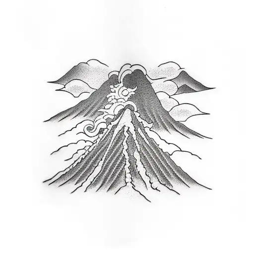 volcano tattoo design idea