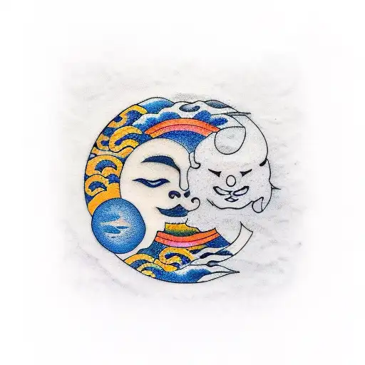 Sun and Moon tattoo design idea