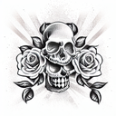 Skull and Roses tattoo design idea