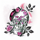 Skull and Roses tattoo design idea