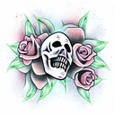 Skull and Roses tattoo design idea