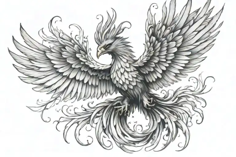 Fênix rising Phoenix wings spread tattoo design idea