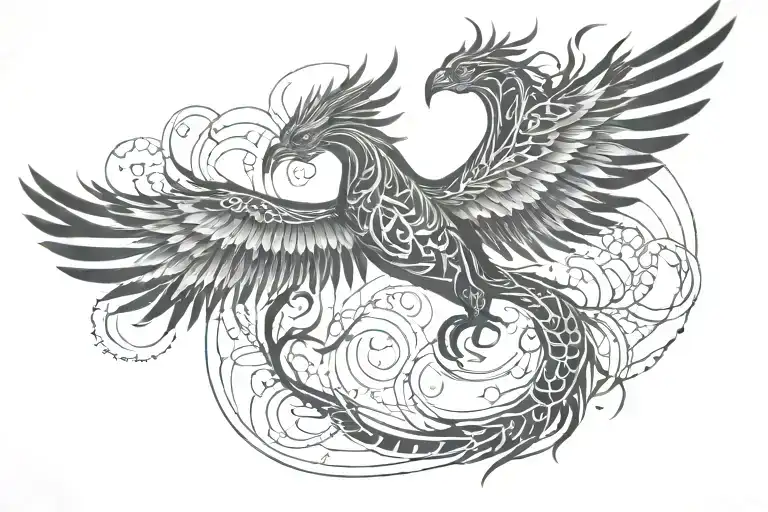 Phoenix evolving DNA strands tattoo design idea