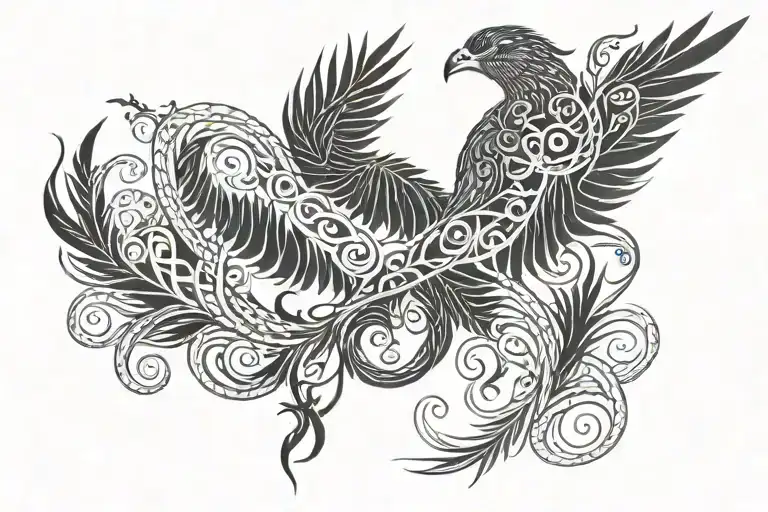 Phoenix evolving DNA strands tattoo design idea