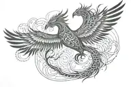 Phoenix evolving DNA strands tattoo design idea